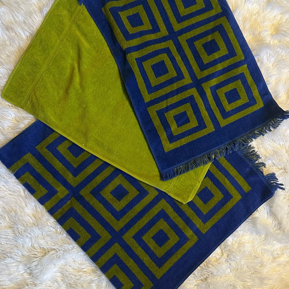Vintage Fieldcrest Green & Blue U.S.A. Made Towels